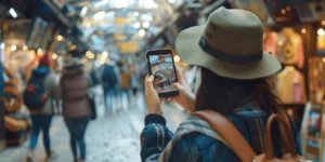 Une femme avec un téléphone à la main