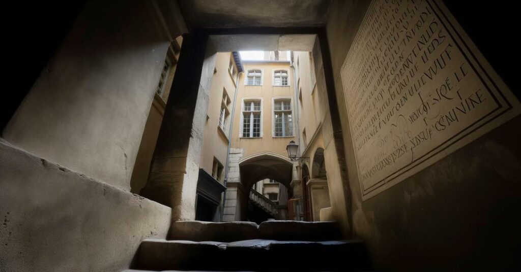 Escalier traboule Lyon authentique