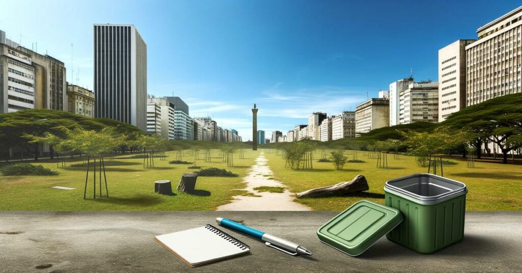 Parc urbain avec geocache.