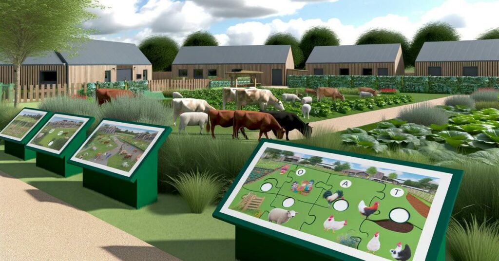 Ferme pédagogique moderne verdoyante
