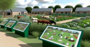 Ferme pédagogique moderne verdoyante