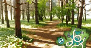 Sentier forestier avec indices
