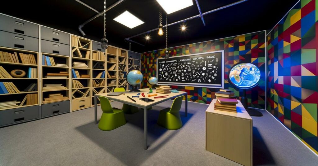 "Colorful educational escape room"
