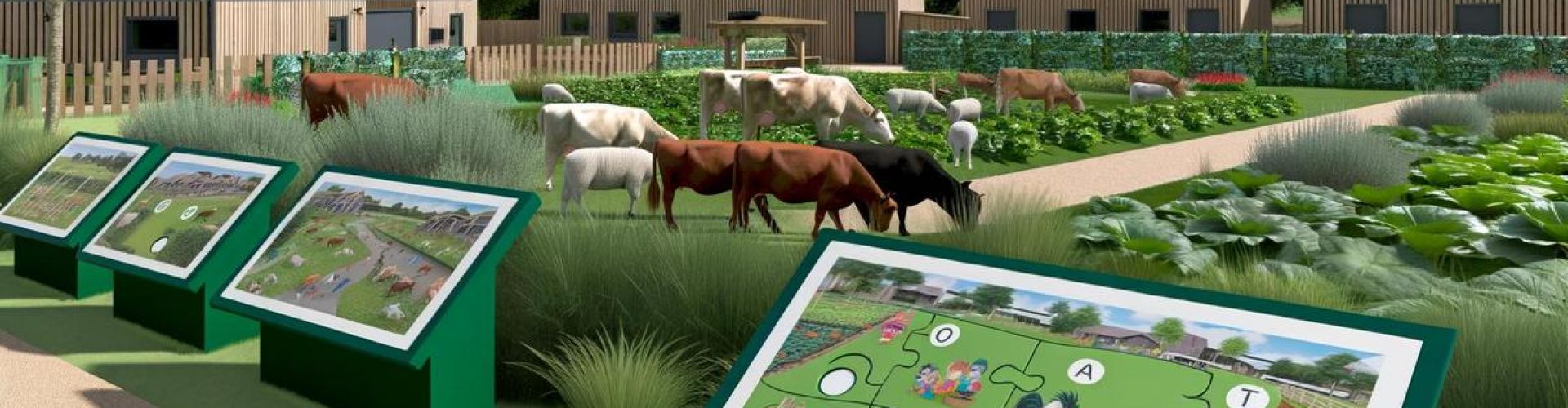 Ferme pédagogique moderne verdoyante