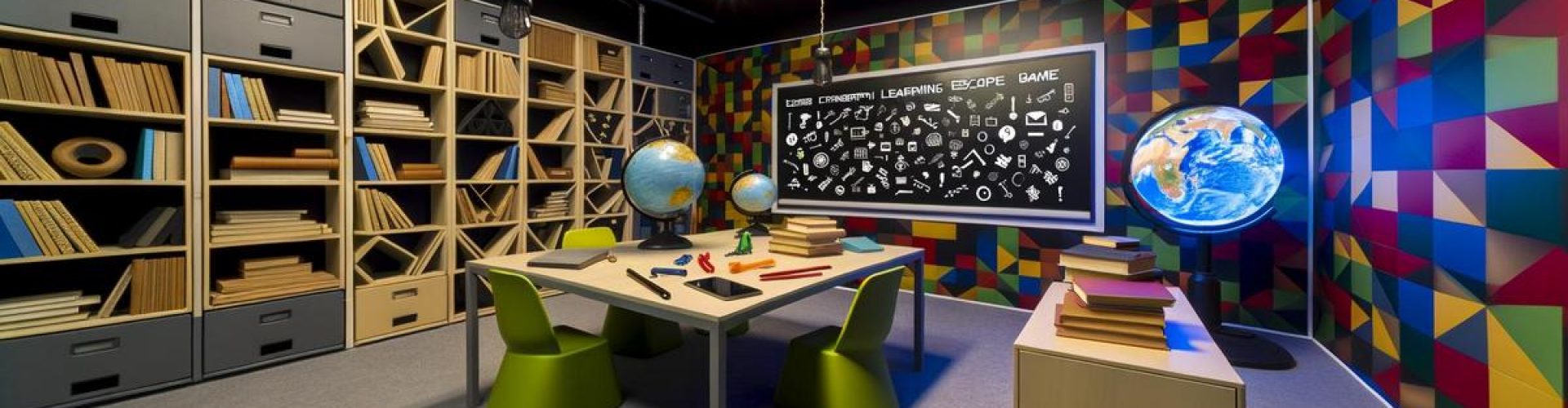"Colorful educational escape room"